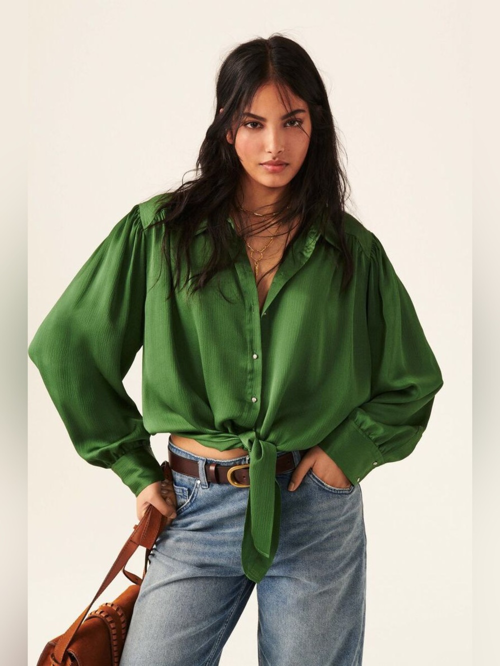 Ba&Sh Féria Tie Shirt in Vert - Picture 2 of 11